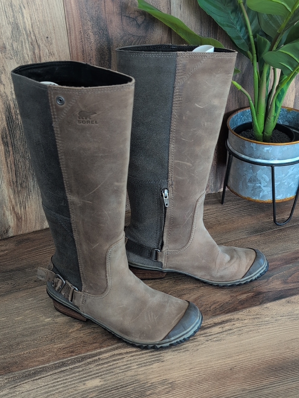 Sorel Slimboot Knee High Waterproof Leather Suede Riding Boots 7.5   521A